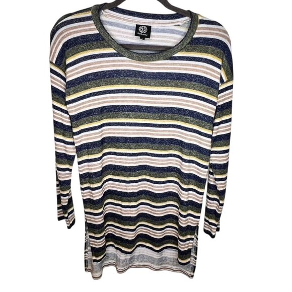 Bobaeu Striped Long-Sleeve Knit Tunic Top Lightweight Size Large NWT - Picture 1 of 5